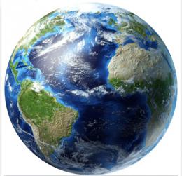 Samolepka-svtc Zem (pohled Tich Ocen-jin Amerika+Afrika s Evropou)